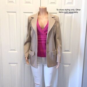 Vintage Bleyle For Hooper Womens 70’s Tan Checked Blazer Jacket Size 16